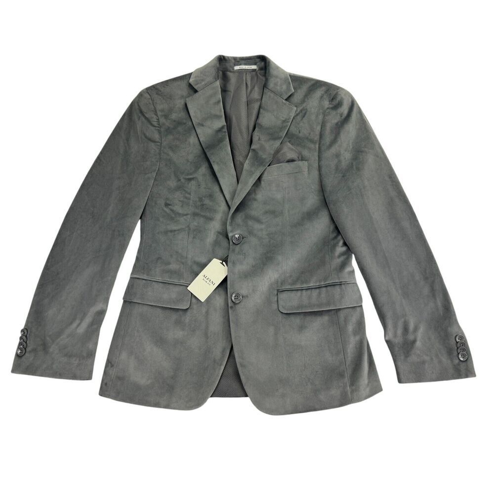 Alfani Mens Slim Fit Solid Velvet Sport Coat Gray 36S